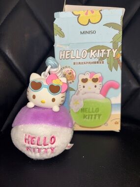 Miniso Hello Kitty Purple & White Plush Keychain